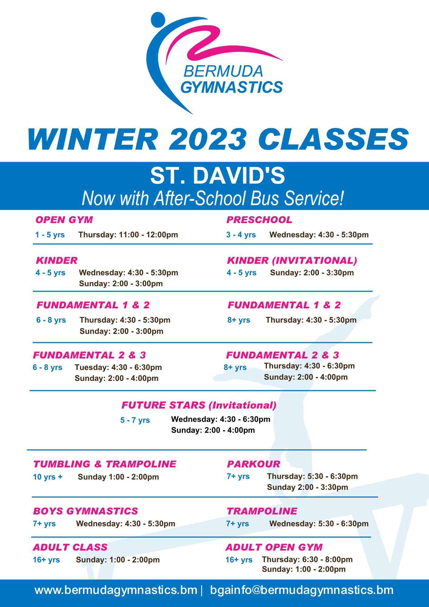 WINTER 2023 Class Schedule SD